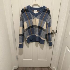 For the Republic Plaid V-Neck Sweater Size M